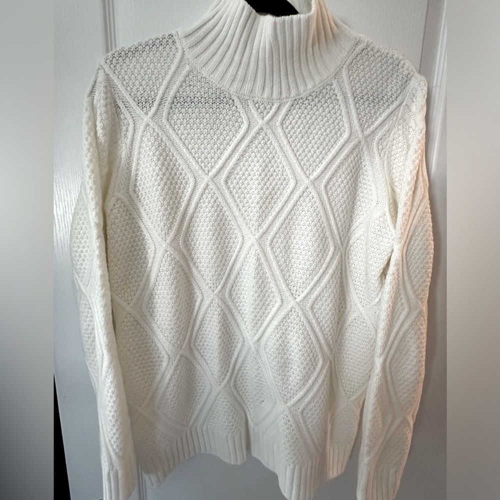 DONNA SALYERS FABULOUS FURS Cable Knit , Mock Neck Sweater, Size S